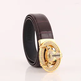Belts Men's Belt Real Cowhide Automatic Buckle Youth Trend Alloy Genuine Gift Box Set ZDK018