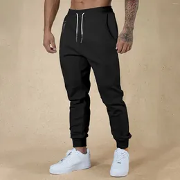 Men's Pants Autumn Mens Sport Jogging Tracksuits Sweatpants Solid Color Pockets Lace Up Waist Drawstring Gym Bottoms