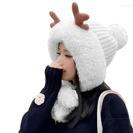 Bandanas Ear Muff Hat Women Winter Pompom Beanie Hats For Fluffy Knit Faux Fur Crochet Skull Cap Warm Soft Ski Fleece