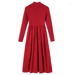 Women's Sweaters Spring Autumn Long Dress Solid Turtleneck Slim Elasticity Lady Knitted Pullover Vintage Red Female Sweater Bottoming