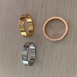 Never fade 316L Titanium steel love rings 18K gold rose gold silver Wedding diamond Ring for men women engagement male female alli261H