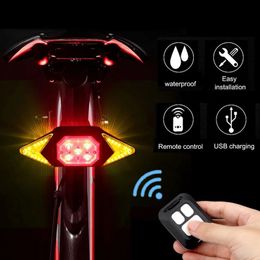 Bike Lights Bicycle turn signal light remote control bicycle wireless direction indicator MTB tail light USB charging bicycle tail light 231027