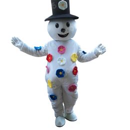 2024 Adult Size White Snowman Mascot Costumes Halloween Fancy Party Dress Cartoon Character Carnival Xmas Advertising Birthday Party Costume Unisex Outfit