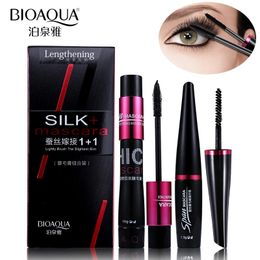 Mascara BIOAQUA Brand Black Silk Fiber Makeup Set Eyelash Extension Lengthening Volume 4D Waterproof Cosmetics 2pcslot 231027