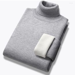 Men's Sweaters 2023 Winter Men Thick Fleece Turtleneck Sweater Solid Color Casual Slim Long Sleeve Warm Knit Classic Shirt Pullovers