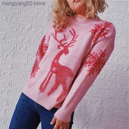 Women's Sweaters 2023 Knitted Women's Sweater O-neck Pullover Deer Female Jumper Elegant Winter Warm Autumn New Year Trendy Christmas Sweater T231027