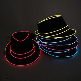 Party Hats Luminous Hat Gentleman Performance jazz Hat LED Glow Top cap Party Gift Birthday Wedding Costume Christmas Halloween Supplies 231027