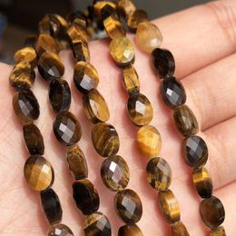 Beads 6 9mm Faceted Yellow Tiger Eye Stone Oval Loose Spacer For Jewelry Making DIY Bracelet Necklace Charm Accessories