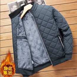 Men's Down Parkas Winter Mens Fleece Jacket Stand Collar Thicken Parka Warm Jackets Men 2023 Korean Business Leisure Coat Baseball Coats 231026