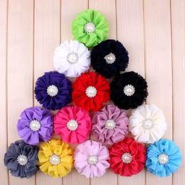 Decorative Flowers 4pcs/lot 6.5CM 15Colors Born Rhinestone Pearl With Artificial Fabric Bouquet For Wedding Bride Garland Flores Cloth