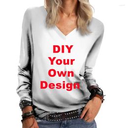 Women's Hoodies DIY Custom Your Own Design Long Sleeve O Neck/V Neck Tops Customized 3D Print Brand/Logo/Picture Casual Blouses