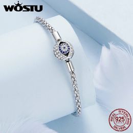Chain WOSTU 925 Sterling Silver Devil's Eye Bracelet Karma and Luck Bangle with Zircon for Women Date Wedding Party Jewellery Gift 231027