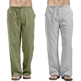Men's Pants 2023 Cotton Linen Trousers For Men Wide Leg Pant Breathable Summer Fitness Clothing Workwear Male Jogging Bottoms