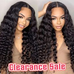 Synthetic Wigs 32Inch 180% Density 13x4 13x6 Deep Wave Transparent Lace Frontal For Black Women 4x4 Curly Closure Wig Bling Hair 231027