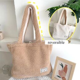 Totes Simple Lamb Fleece Handbag For Women Soft Plush Shoulder Bag Fluffy Tote Bags Large Capacity Shopper Ladies Travel Hand