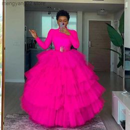 Runway Dresses Gorgeous Hot Pink Very Lush Draped Tulle Skirts To Prom Birthday Party Puffy Fuchsia Long Women Skirts Tulle Ball Gowns T231027