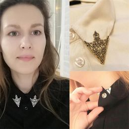 Brooches Triangle Shirt Collar Pin For Men And Women Geometric Hollowed Out Brooch Pins Corner Emblem Jewellery Accessories