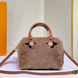 Lamb Wool Color Matching Bag Shoulder Bags Handbag Large Letter Printed Pattern Adjusting Crossbody Strap Hardware Zipper Sealing High Quality Dinner Bag