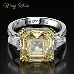 Wong Rain 100% 925 Sterling Silver Created Moissanite Citrine Diamonds Gemstone Wedding Engagement Ring Fine Jewellery Whole 201237k