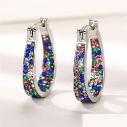 Hoop & Huggie Colorf Cz Hoop Earrings Women Fashion Ear Luxury Bridal Wedding Drop Delivery Jewellery Earrings Dhgarden Otyhz