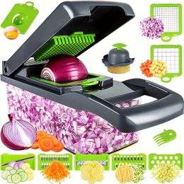Fruit Vegetable Tools 1pc Kitchen Chopper 13 in 1 Food Cutter With 8 Stainless Steel Blades And Container Ideal For Slicing Onions 231027