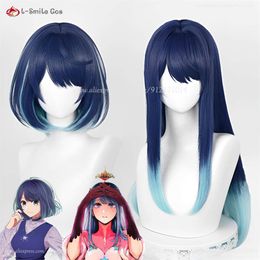 Catsuit Costumes Anime Oshi No Ko Akane Kurokawa Cosplay Dark Gradient Light Blue Costume Heat Resistant Hair Party Wigs + Wig Cap