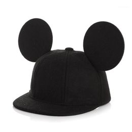 Ball Caps Fashion Parent-Child Mouse Ears Wool Baseball Cap Children Animal Flat Brim Beach Women Men Snapback Hat Kids Hip Hop Ha199e