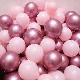 Christmas Decorations 12pcslot Pink Latex Balloon Chrome Red Pink Silver Metal Balloon Baby Shower Birthday Party Wedding Decorations Air Globos 231027