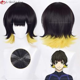 Catsuit Costumes Anime Blue Lock Cosplay Black Yellow Bachira Meguru Heat Resistant No.8 Football Player Wigs + Wig Cap