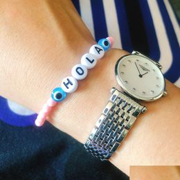 Charm Bracelets Vsco Girls Bead Letter Hello Colorf Handmade Birthday New Year Christmas Gift Drop Delivery Jewellery Dhfe6
