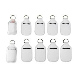 Party Favor Sublimation Blanks Refillable Neoprene Hand Sanitizer Holder Er Chapstick Holders With Keychain For 30Ml Cap Containers Dhed8