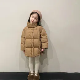 Down Coat Korean 2023 Winter Children Girl Parka Cotton Padded Stand Collar Kid Snowwear Warm Soft Quilting Jacket