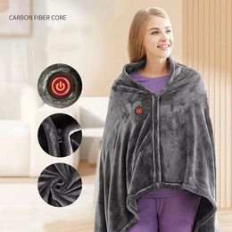 USB Electric Heating Blanket Shawl Coral Fleece Plush Speed Adjust Temperature Large X Cm Winter Keep Warm Pad