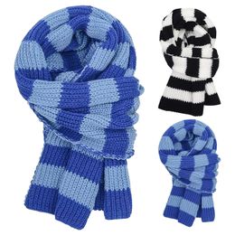 Scarves Striped Knitted Warm Scarf Autumn And Winter Fashion Casual Colorblock Cashmere Women Men Bandana Female Luxury 231027