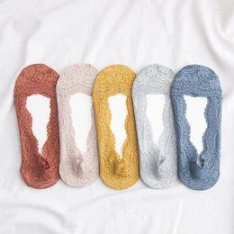 Women Socks Lace Flower Short Sock Girls Summer Invisible Ankle Antiskid Solid Colour Sexy Soft Breathable Dresses Boat