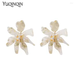Dangle Earrings Classic Fashion Acetate Resin Flower Crystal For Women Big Acetic Acid Dangling Acrylic Earring Metal Jewellery