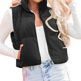 Women's Vests Xingqing Autumn Winter Vest Women Waistcoat Female Clothes Solid Colour Sleeveless Corduroy Jacket Tops With Pockets Streetwear