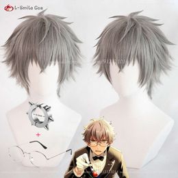 Catsuit Costumes Game ES Ensemble Stars UNDEAD Cosplay Koga Ogami Short Grey Heat Resistant Hair Party Wigs + Wig Cap