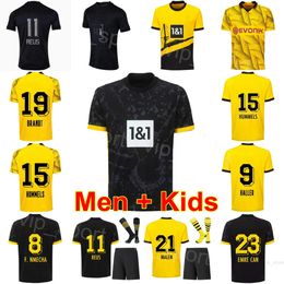 Man Youth 23-24 Club Borussia Soccer Jerseys Dortmund Set 21 MALEN 11 REUS 15 HUMMELS 19 BRANDT 23 EMRE CAN 26 RYERSON 14 FULLKRUG BENSEBAINI NMECHA Football Shirt Kits