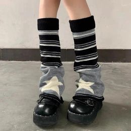 Women Socks Warmers Women's Long Knitted Warm Strip Kawaii Star Print Stockings Ladies 2023 Autumn Winter Crochet Boot Cuffs Y2K