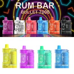 Original RUM BAR BULLET 7000 Puff Electronic Cigarette Disposable Vape Starter Kit 8.0 ml Battery 600mAh Rechargeable E-Cigarette Vape Pen