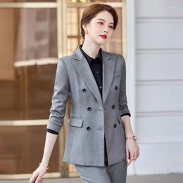 Women's Suits High Quality Female Grey Blazer Women Jackets Long Sleeve Business Office Ladies Work Wear Uniforms