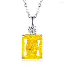 Pendants Shop 2023 S925 Silver 10 12 European And American Diamond Rectangle Yellow Necklace