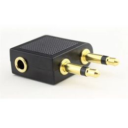 Dual 3.5mm Male to Female Aeroplane Headphone Adapter Gold Plated Stereo 3.5mm AUX Splitter Airline Audio Converter