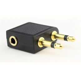 Dual 3.5mm Male to Female Airplane Headphone Adapter Gold Plated Stereo 3.5mm AUX Splitter Airline Audio Converter