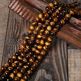 Natural Stone Beads AB Yellow Tiger Eye Beads Round Loose Bead For Bracelet Jewellery Making Pick Size 4 6 8 10 12 14mm208o