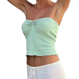 Women's Tanks Women Tube Tops Lace Trim Hollow-Out Flower Boat Neck Strapless Tank Summer Backless Bandeau Shirts