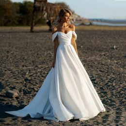 Beach Wedding Dress For Women 2024 Sexy Off The Shoulder Simple A Line Princess Bridal Gown Modern Robe De Mariee Customize