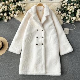 Women's Fur Young Gee White Winter Wear Thickened Coat Women Lazy Loose Versatile Faux Suede One Piece Long Trench Outwear Overcoat