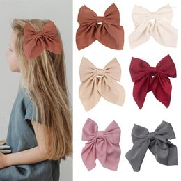 Hair Accessories Oaoleer Sweet Girl Big Bowknote Pin Solid Handmade Chiffon Bows Clip Barrettes Kids Headwear Boutique